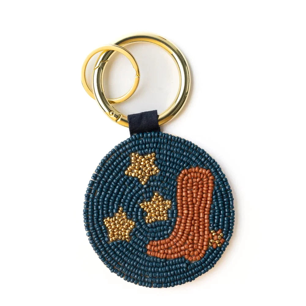 Kelsey Boot Seed Bead Key Ring