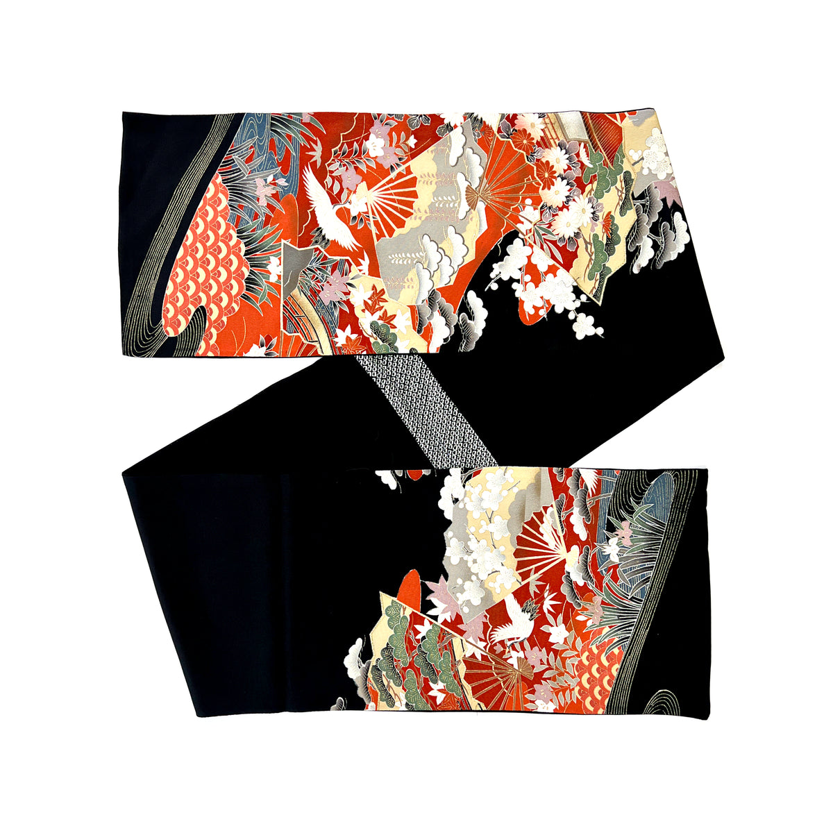 Vintage Kimono Yuzen Bufanda Ancha