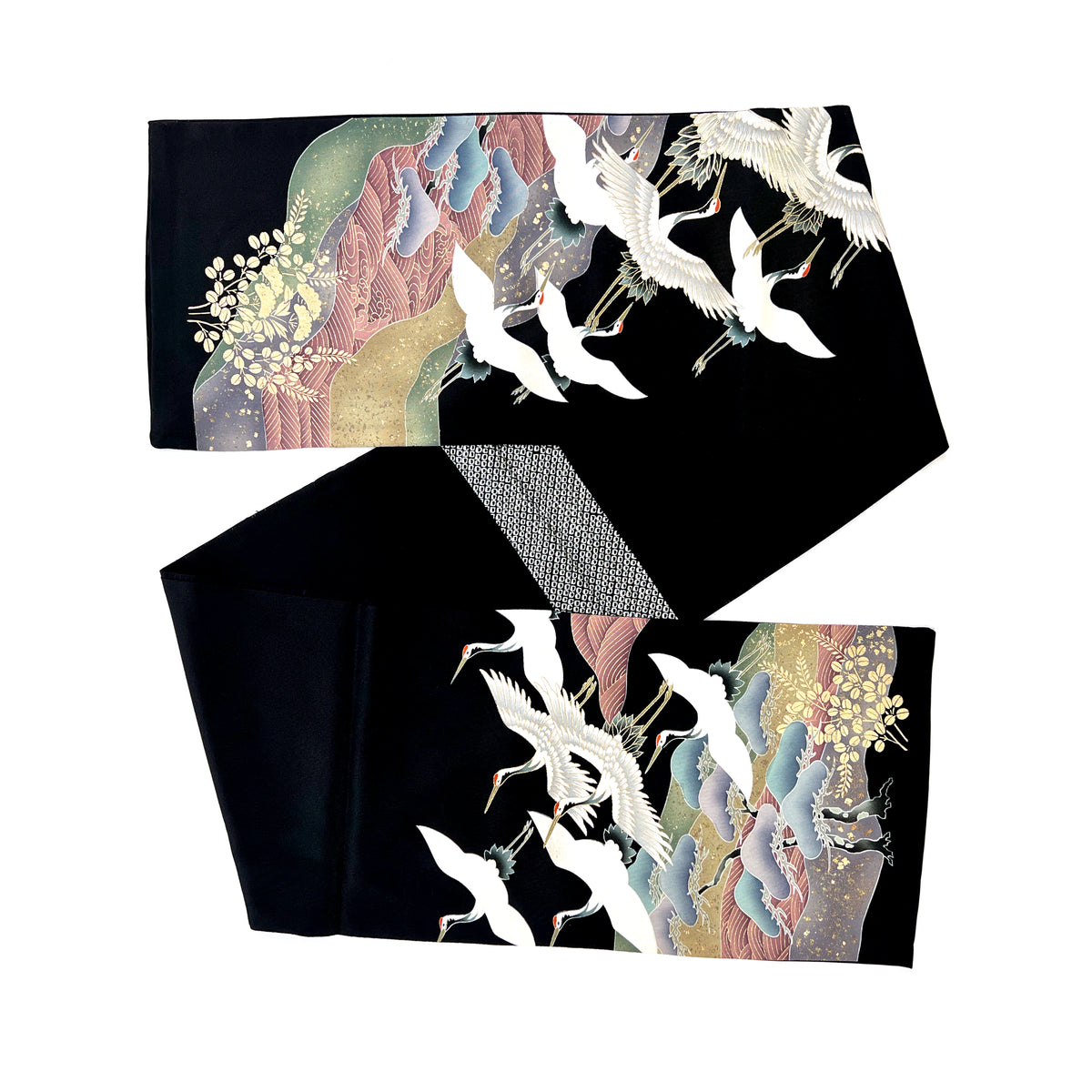 Vintage Kimono Yuzen Bufanda Ancha