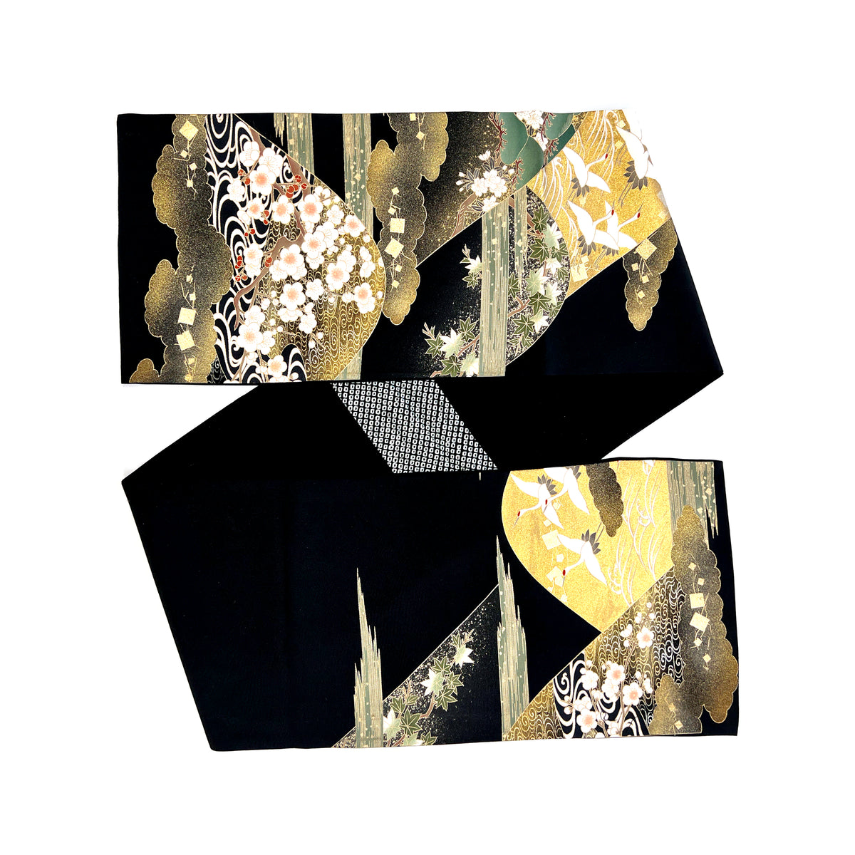 Vintage Kimono Yuzen Bufanda Ancha