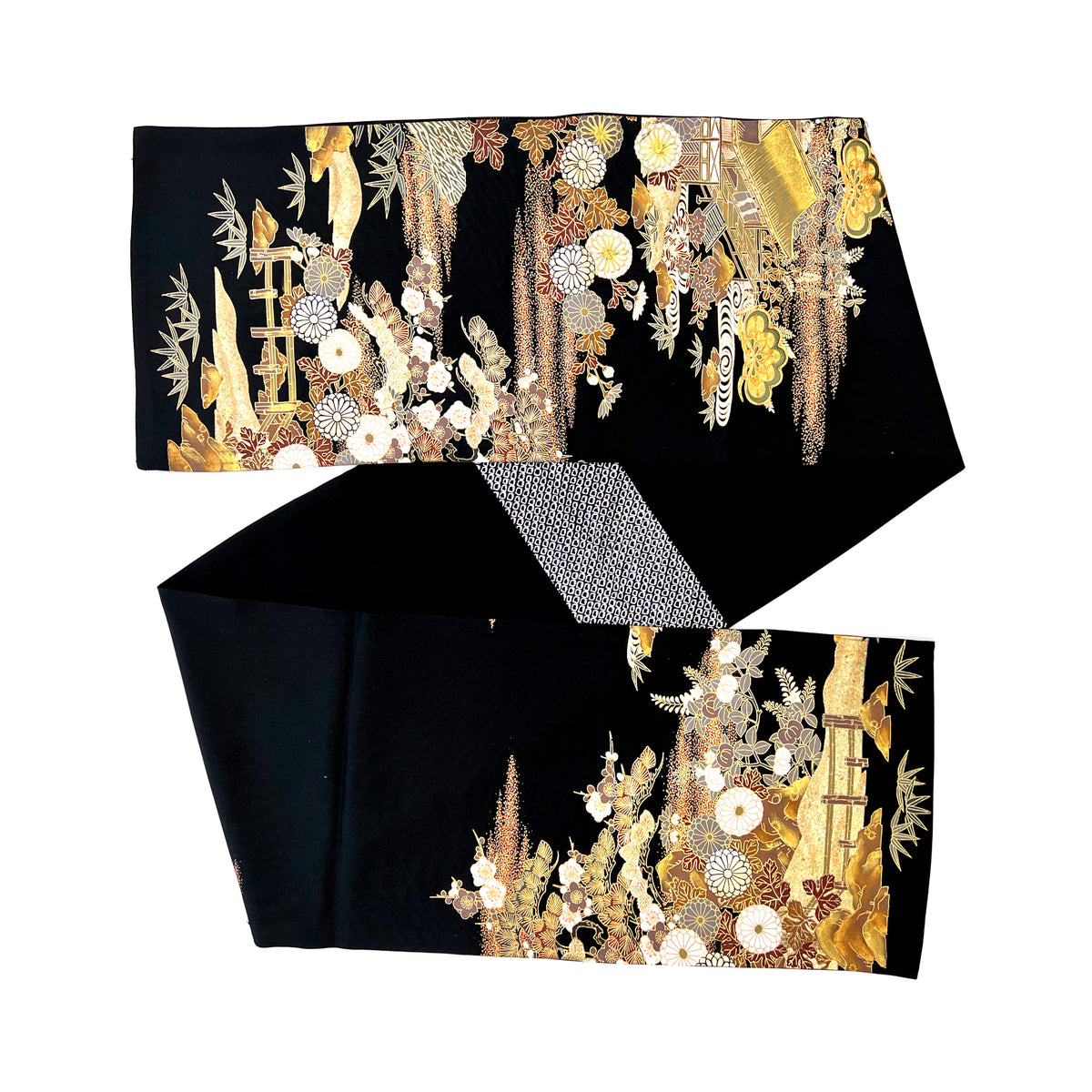Vintage Kimono Yuzen Bufanda Ancha