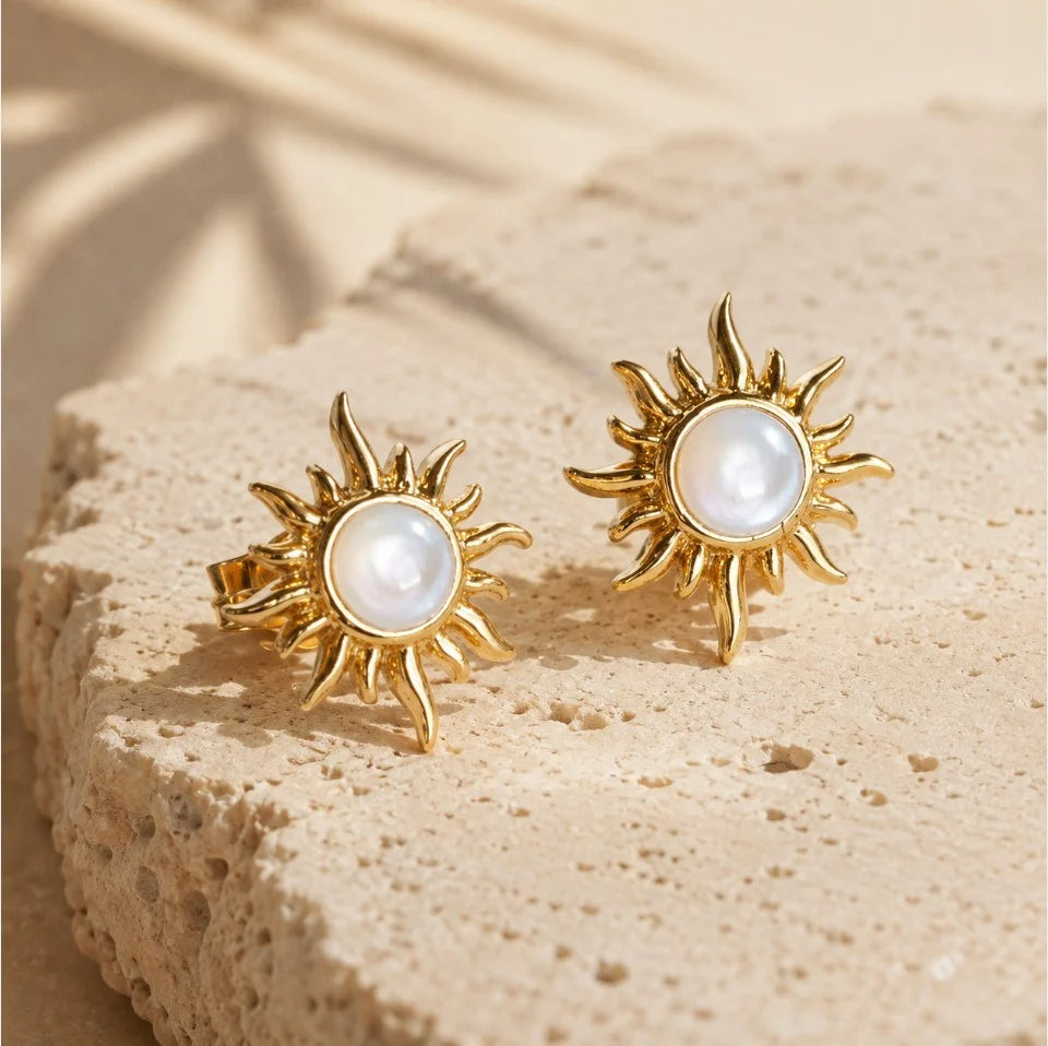 18K Gold Sunburst Earrings