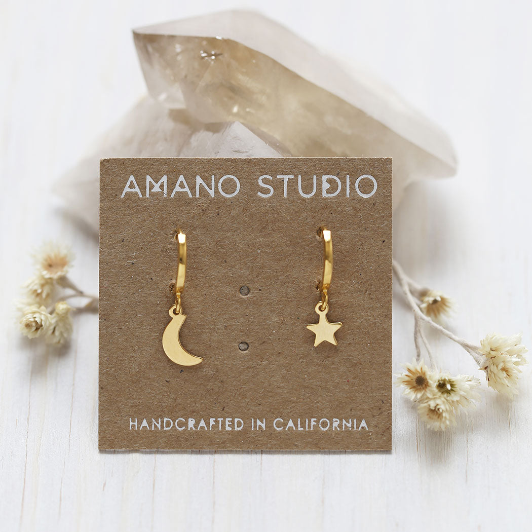 Pendientes de aro con cielo nocturno