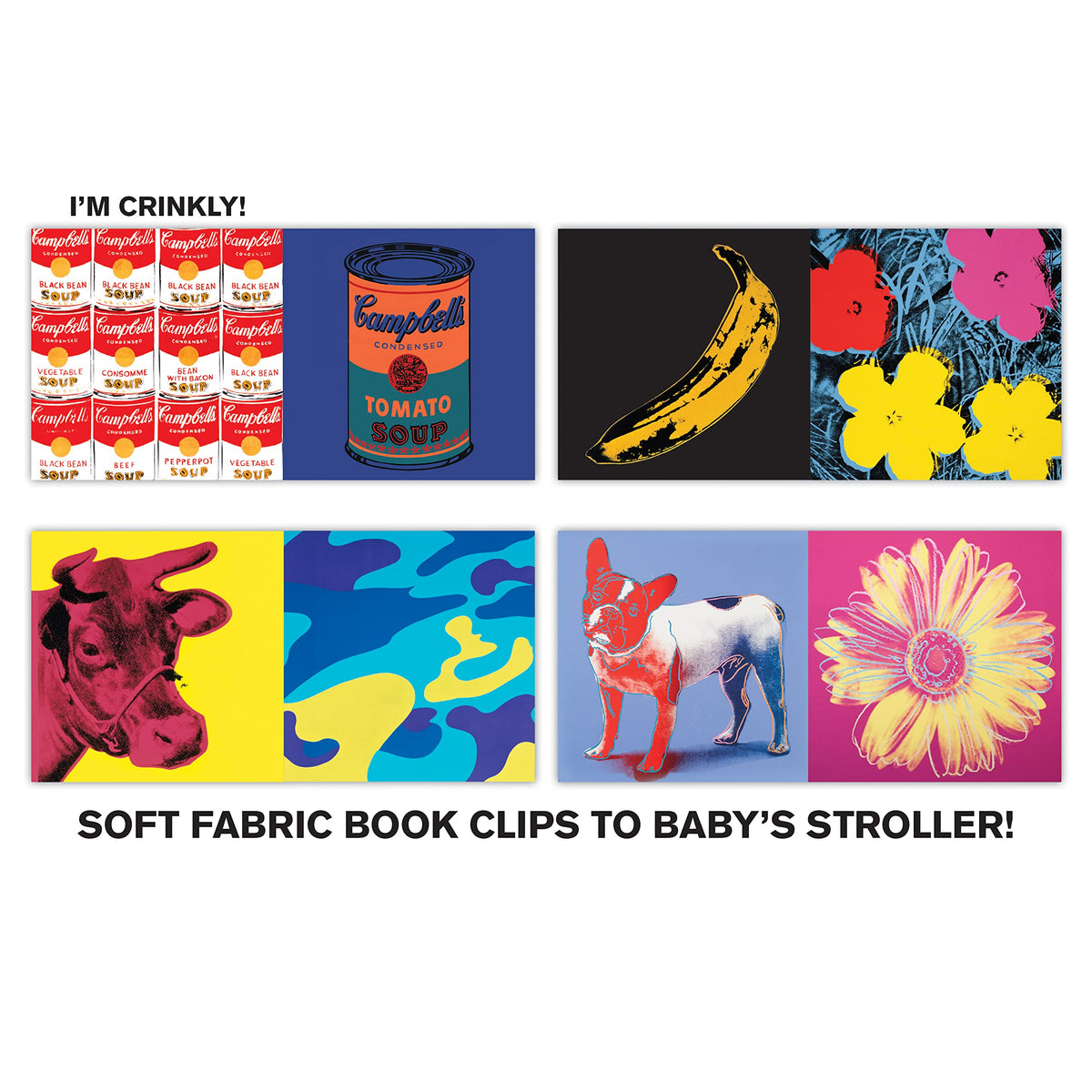 Livre sur la poussette en tissu froissé de Warhol