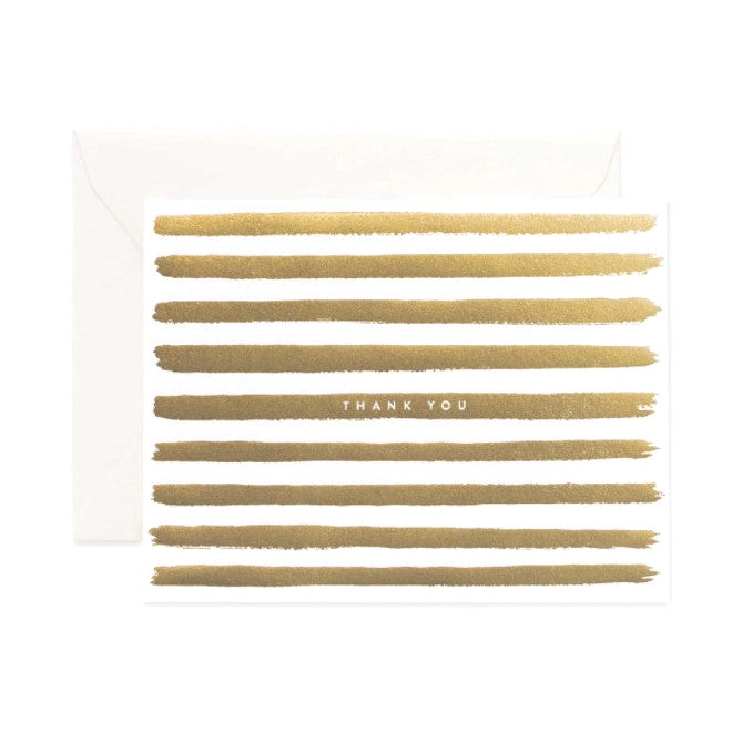 Gold Stripe Thank You Greeting Card