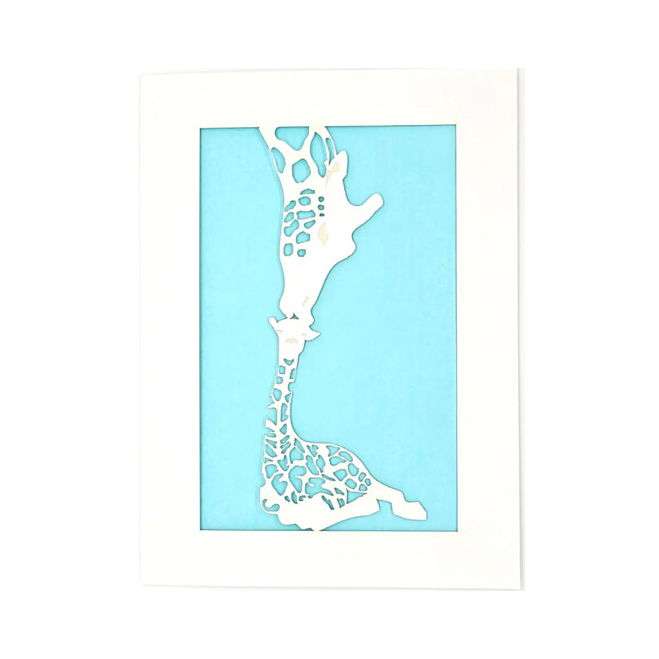 Carte de vœux maman girafe + bébé