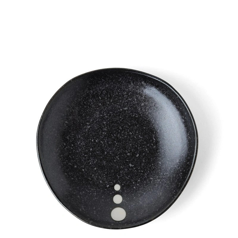 Black Satin with White Dots Dinnerware