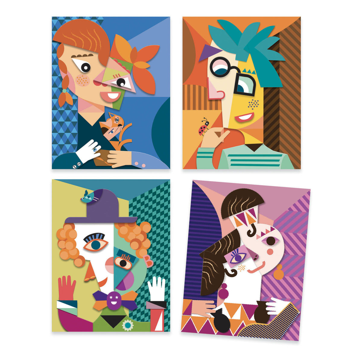 Cubism Square Heads Collage + Stickers